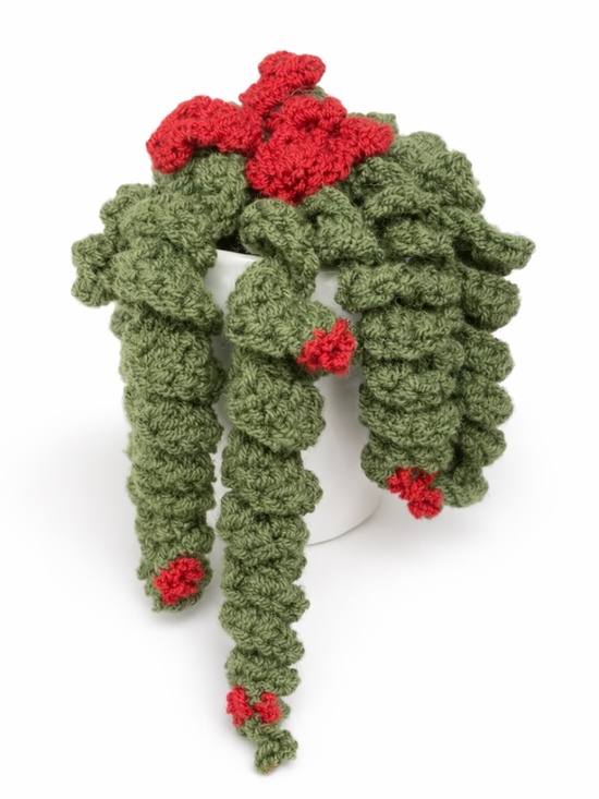 LD Yarn Creations Other - LD Yarn Creations Handmade Green & Red Crocheted Plant Décor – Approx 6” Tall